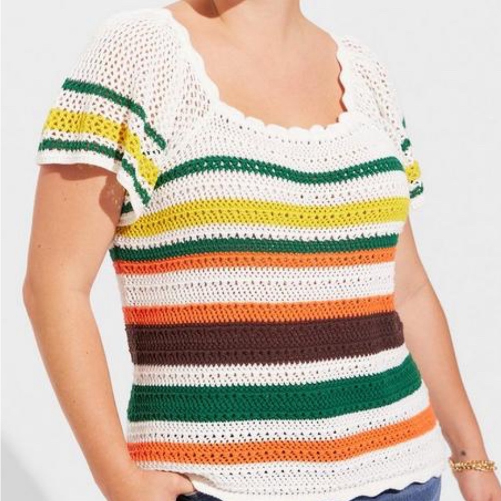 NWT Torrid Pullover Square Neck Flutter Sleeve Sweater